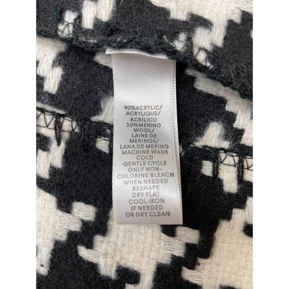 LOFT Cardigan Wrap Women's MEDIUM‎ Black White Faux-Fur Collar Draped NWOT - Picture 4 of 5